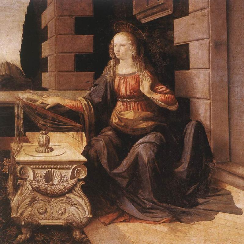 Annunciation (detail) sg77, LEONARDO da Vinci